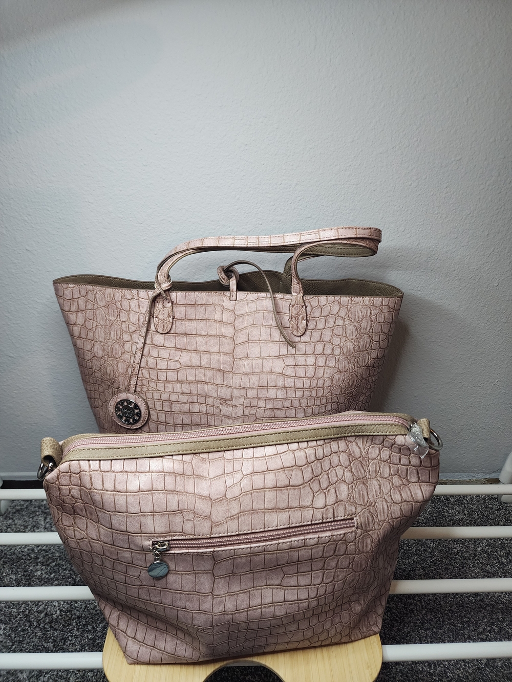 Sydney Love Taupe Tote with Rose Gold Accent
